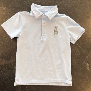 Janie and Jack Blue Polo with Embroidered Bunny 5T Easter Pastel Shirt